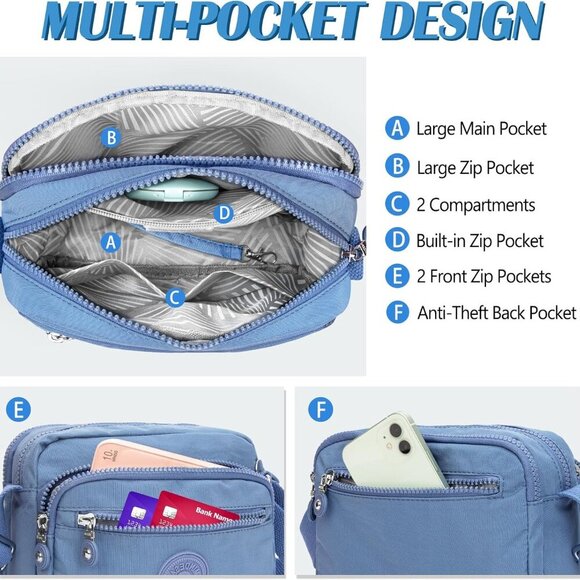 Small Crossbody Bags for Women Nylon Waterproof Lightweight Crossbody Purse Casu - Picture 4 of 7